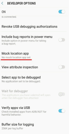 Android Developer Options - Mock location app