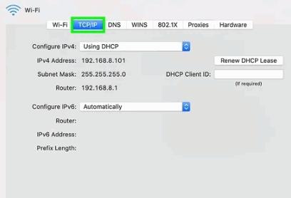 Mac Wi-Fi TCP/IP Settings