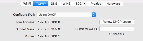 Mac DHCP Lease Dialog