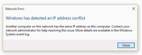 Windows IP address conflict