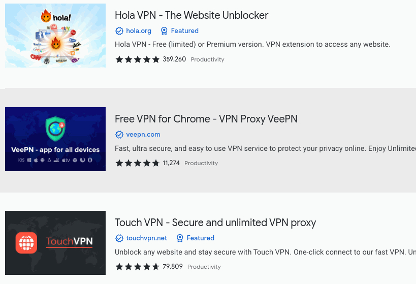 VPN Browser Extensions