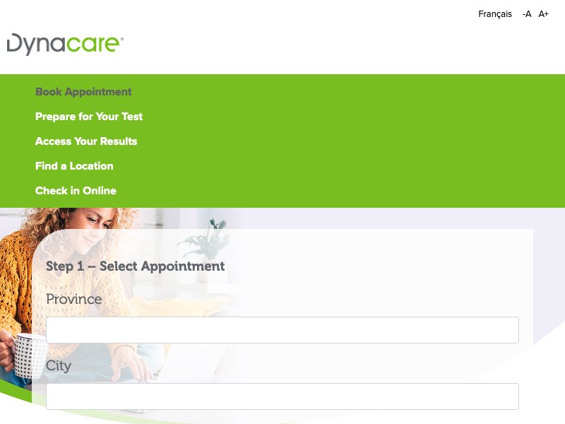Appointments.dynacare.ca Preview